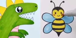 نقاشی کودکانه حیوانات ساده و زیبا برای سن 5 تا 7 سال
