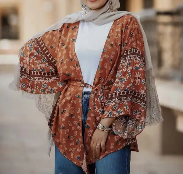 مدل مانتو قهوه ای و کرم