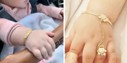 مدل دستبند طلا ریز و خاص پسند برای چشم روشنی نوزاد