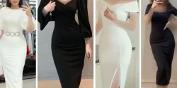 مدل لباس مجلسی میدی مشکی و سفید ساده و دلبر دخترانه