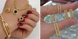 مدل نیم ست طلا با انگشتر شیک و ظریف برای بانوان خوش سلیقه