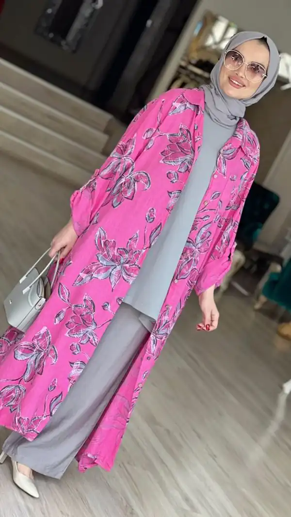 مدل مانتو تابستانی با پارچه نخی گلدار