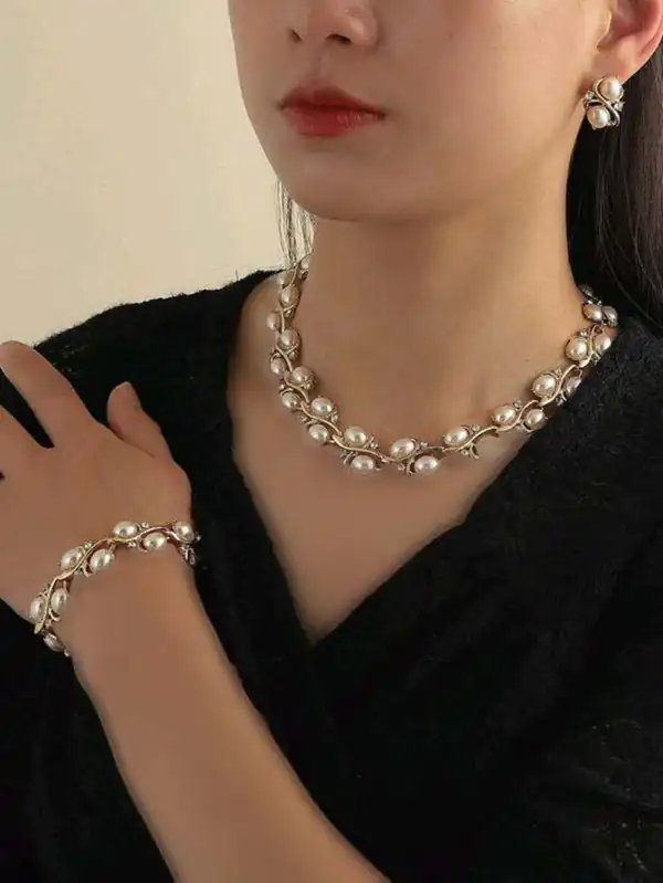 مدل نیم ست مرواریدی طلا