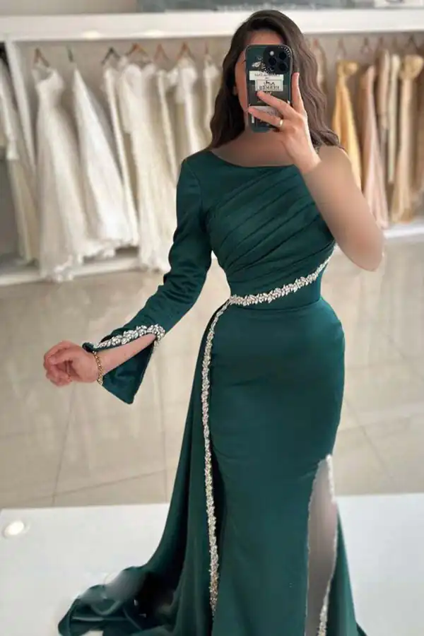 مدل پیراهن سبز بلند مجلسی