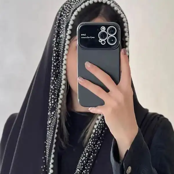 مدل تزیین شال با مروارید