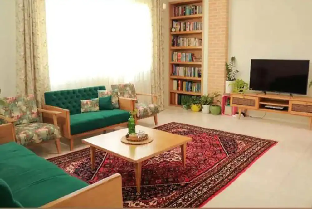 چیدمان ست فرش قرمز با مبل