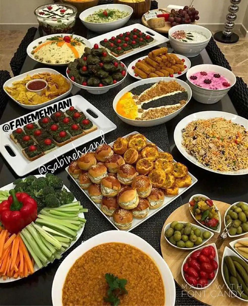 چیدمان غذا برای مهمانی