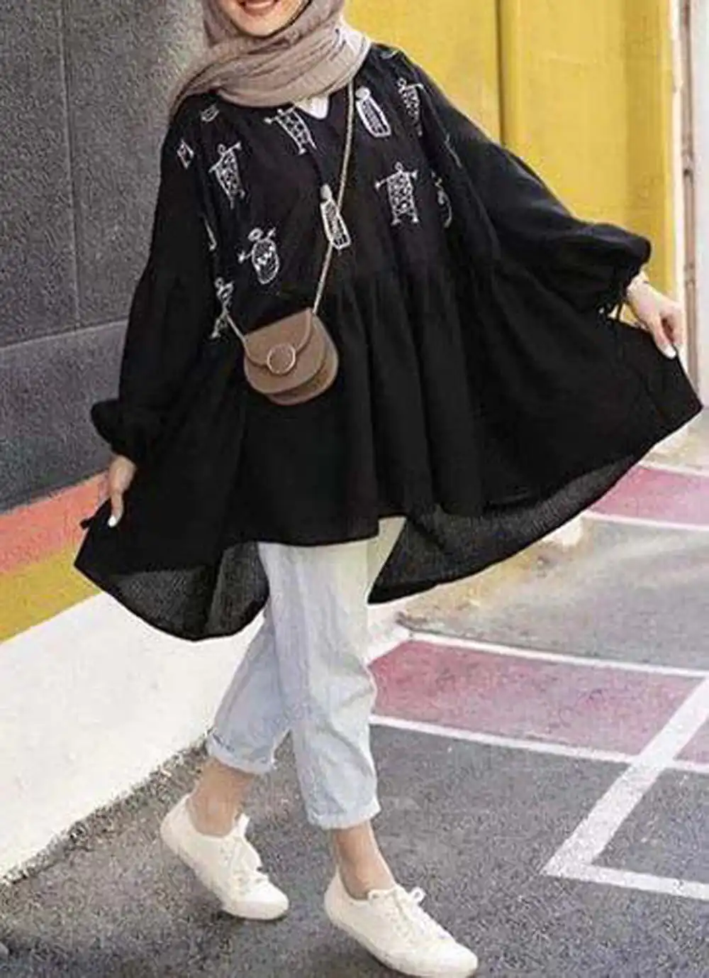 مانتو با پارچه لنین مشکی