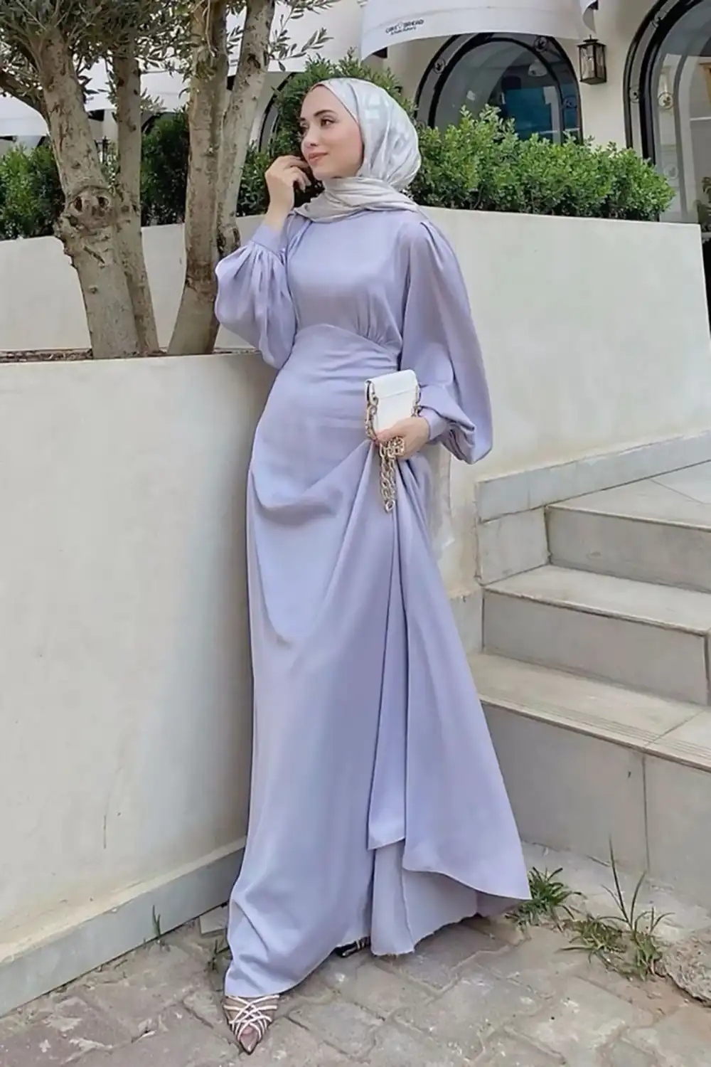مدل لباس مجلسی ساتن بلند