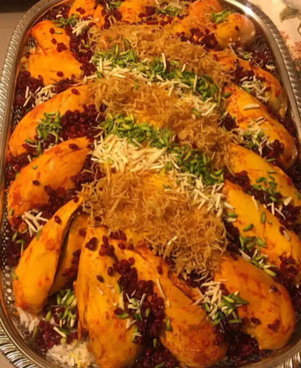 تزئین زرشک پلو بامرغ