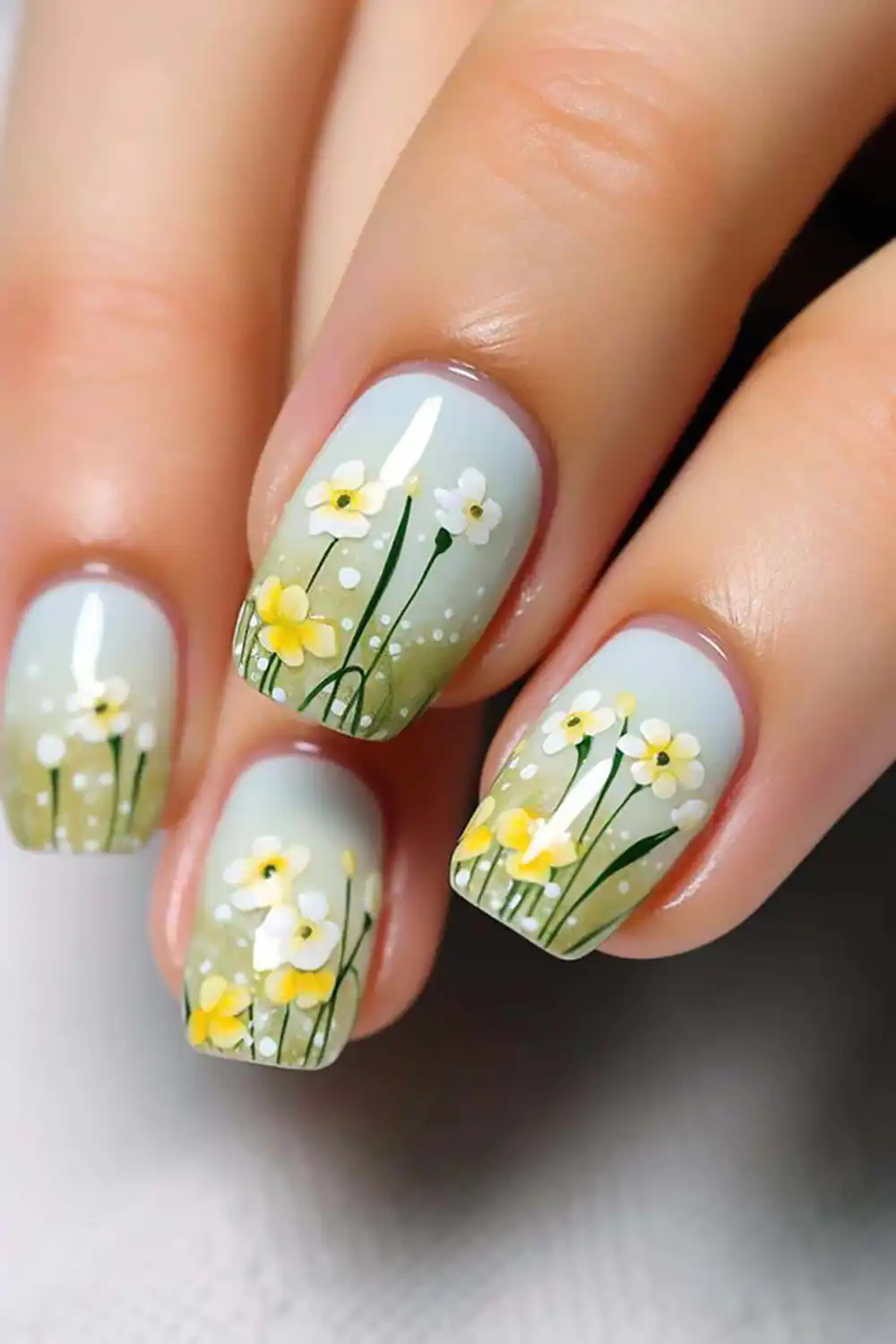 طراحی ناخن گل بابونه