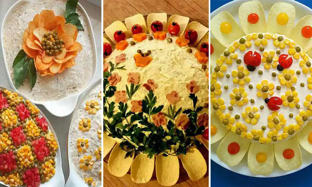 تزئین سالاد الویه با چیپس