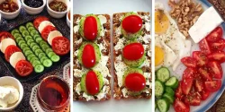 تزئین صبحانه پنیر گوجه خیار ایده های سفره آرایی برای کدبانو