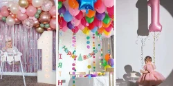عکس تولد یک سالگی در خانه و ایده های جذاب و خلاقانه بادکنک آرایی