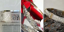 دستبند طلا سفید تراش دار شیک و خاص برای خانم های خوش سلیقه