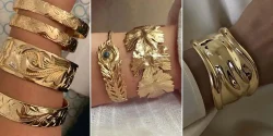 مدل النگو طلا بحرینی پهن شیک و خاص برای بانوان متفاوت و جذاب