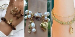 مدل دستبند طلا با مهره های شیک رنگی یا صدف برای دختر خانم ها