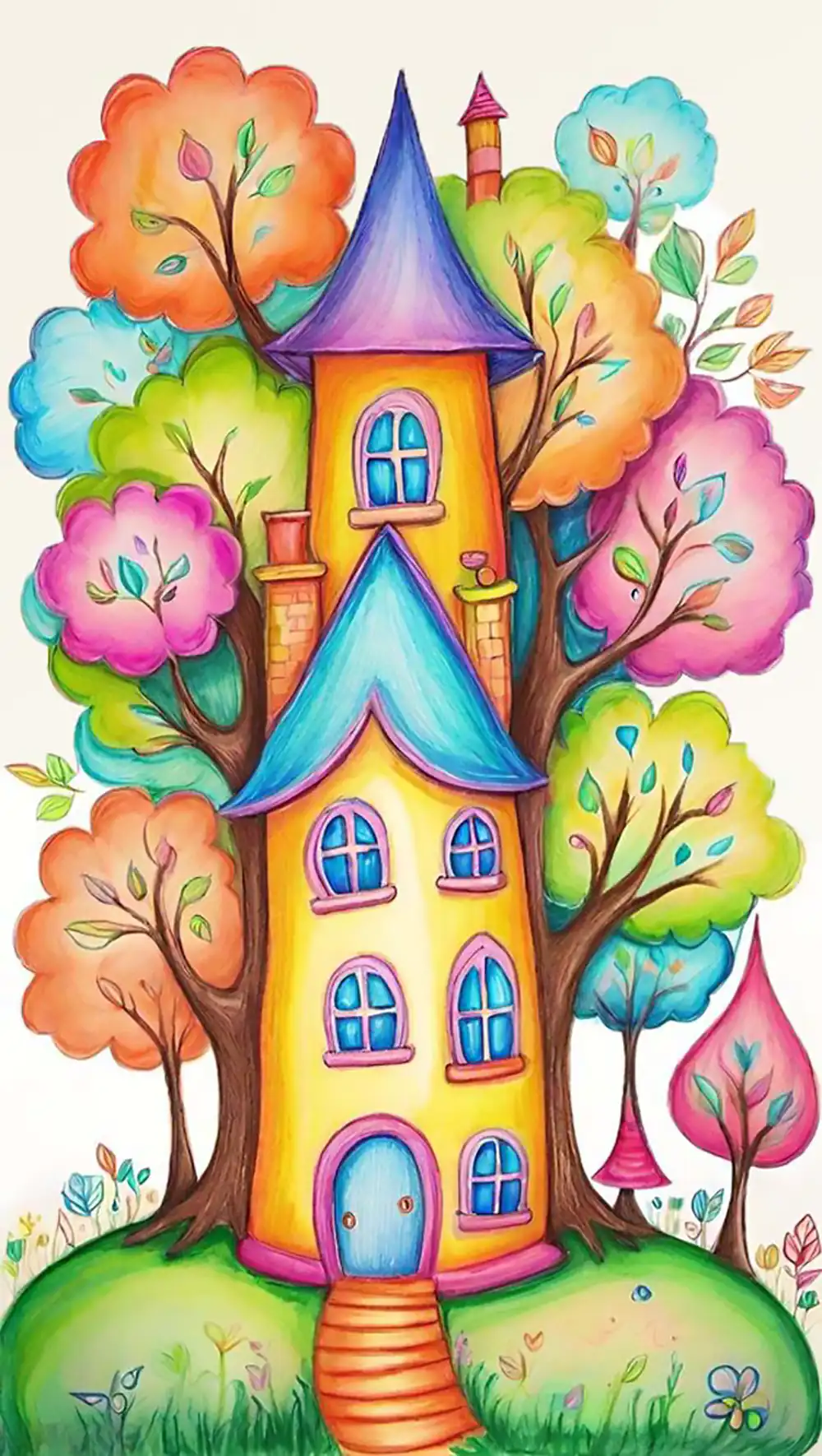 نقاشی دخترانه زیبا و آسان رنگی