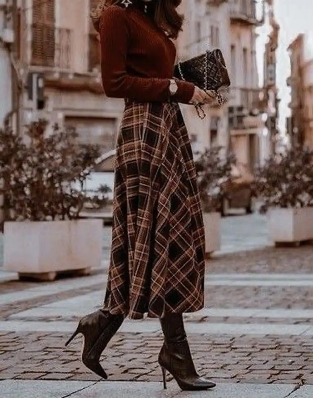 استایل پاییزی با دامن