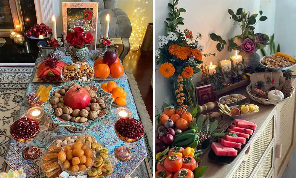 تزیین سفره شب یلدا باکلاس،تزیین شب یلدا برای عروس اینستاگرام،تزیین سفره شب یلدا لاکچری عروس،سفره شب یلدا ساده و شیک،سفره شب یلدا امسال،تزیین سفره یلدا با برگ پاییزی،تزیین شب یلدا ساده