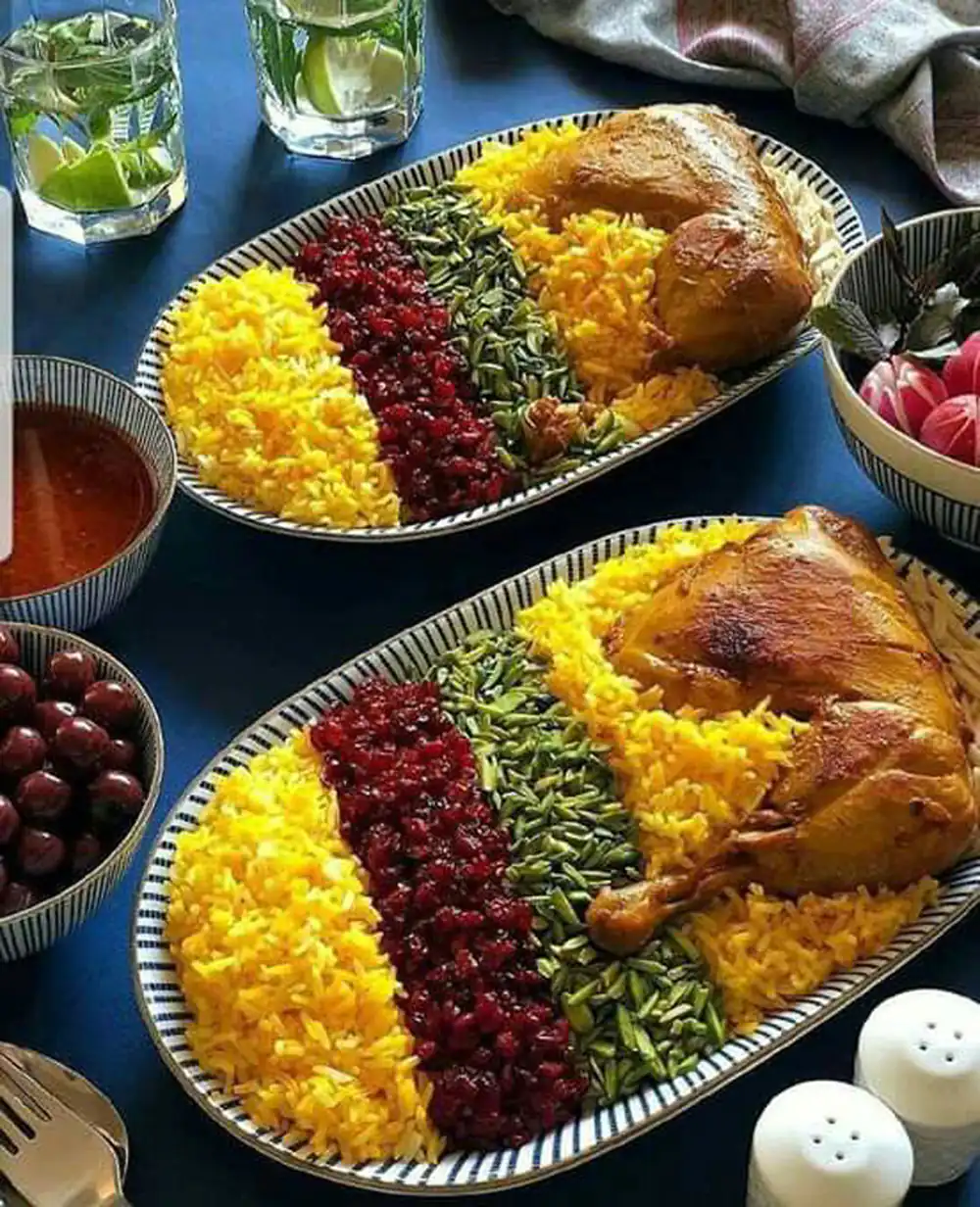 تزیین سبزی پلو با مرغ