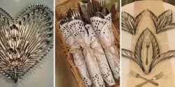 چیدمان قاشق چنگال میز سلف سرویس برای مهمانی لاکچری و شبانه