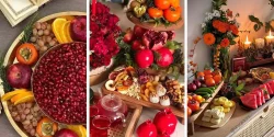 دیزاین میز یلدا با آجیل و میوه های زمستانی برای خانه های باصفا