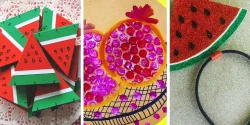کاردستی شب یلدا با کاغذ رنگی و نمد ساده برای فعالیت مدرسه