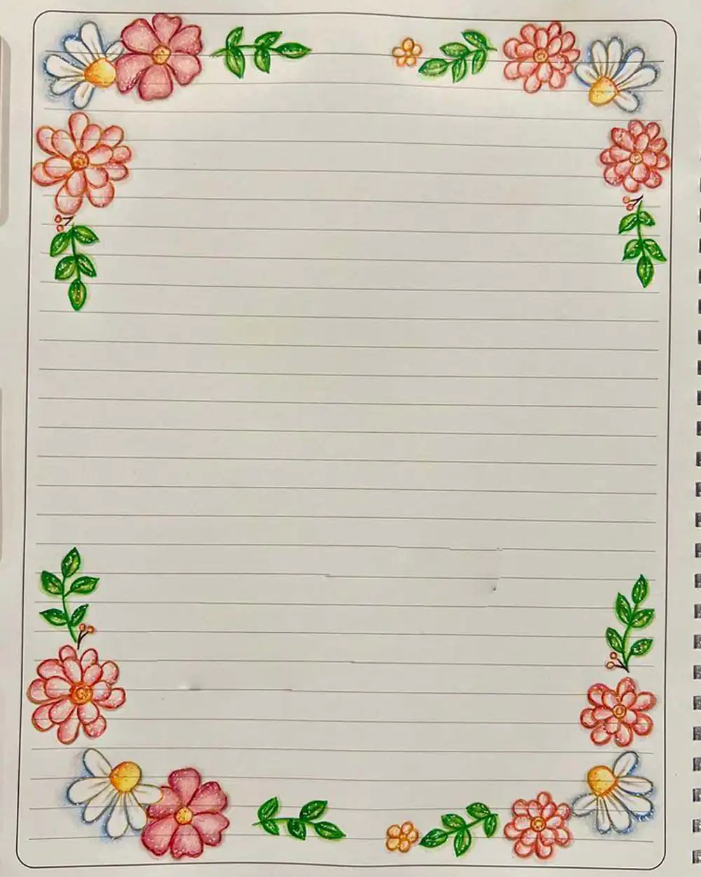نقاشی گل برای حاشیه دفتر مشق