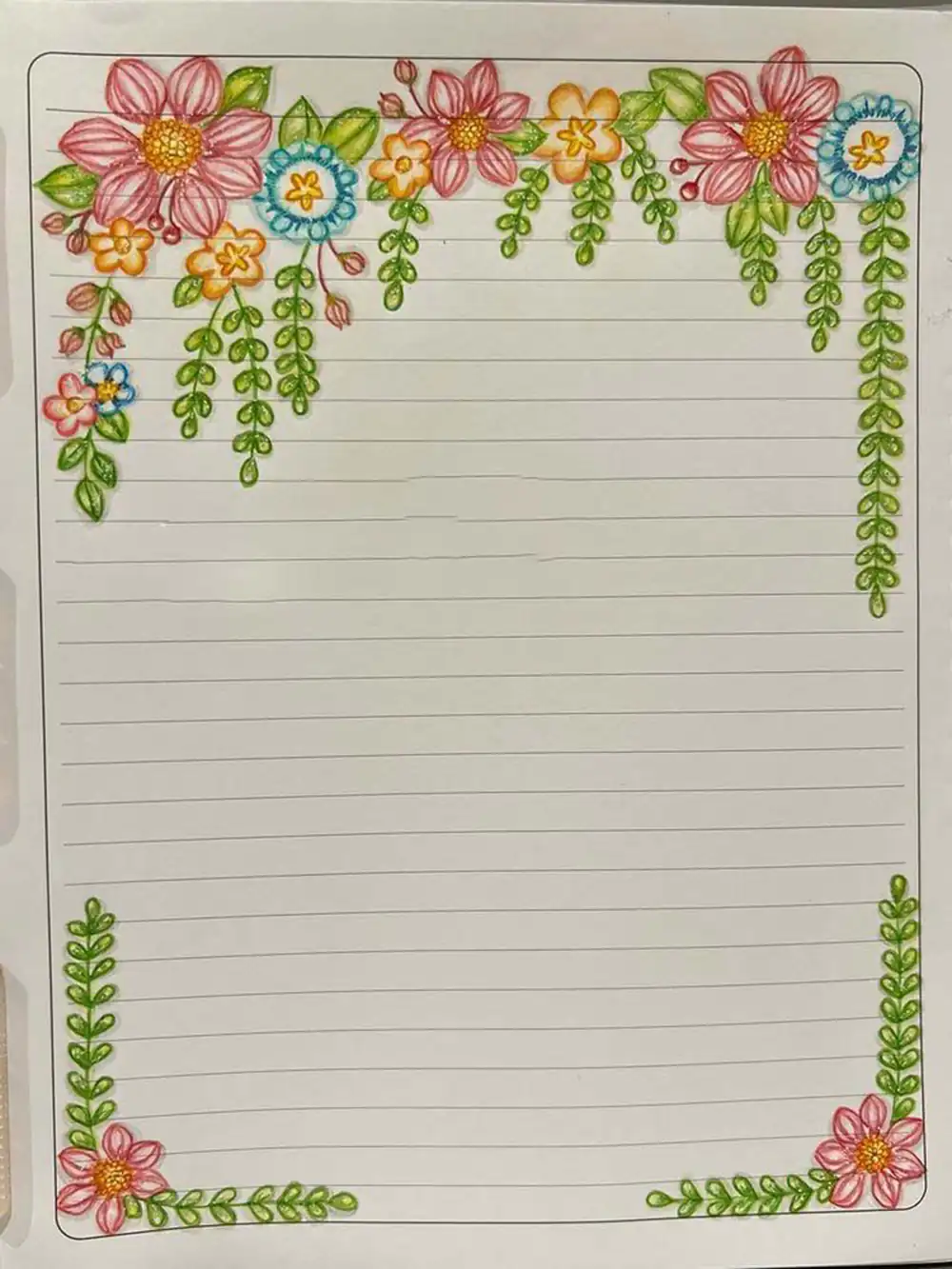 نقاشی گل برای حاشیه دفتر مشق