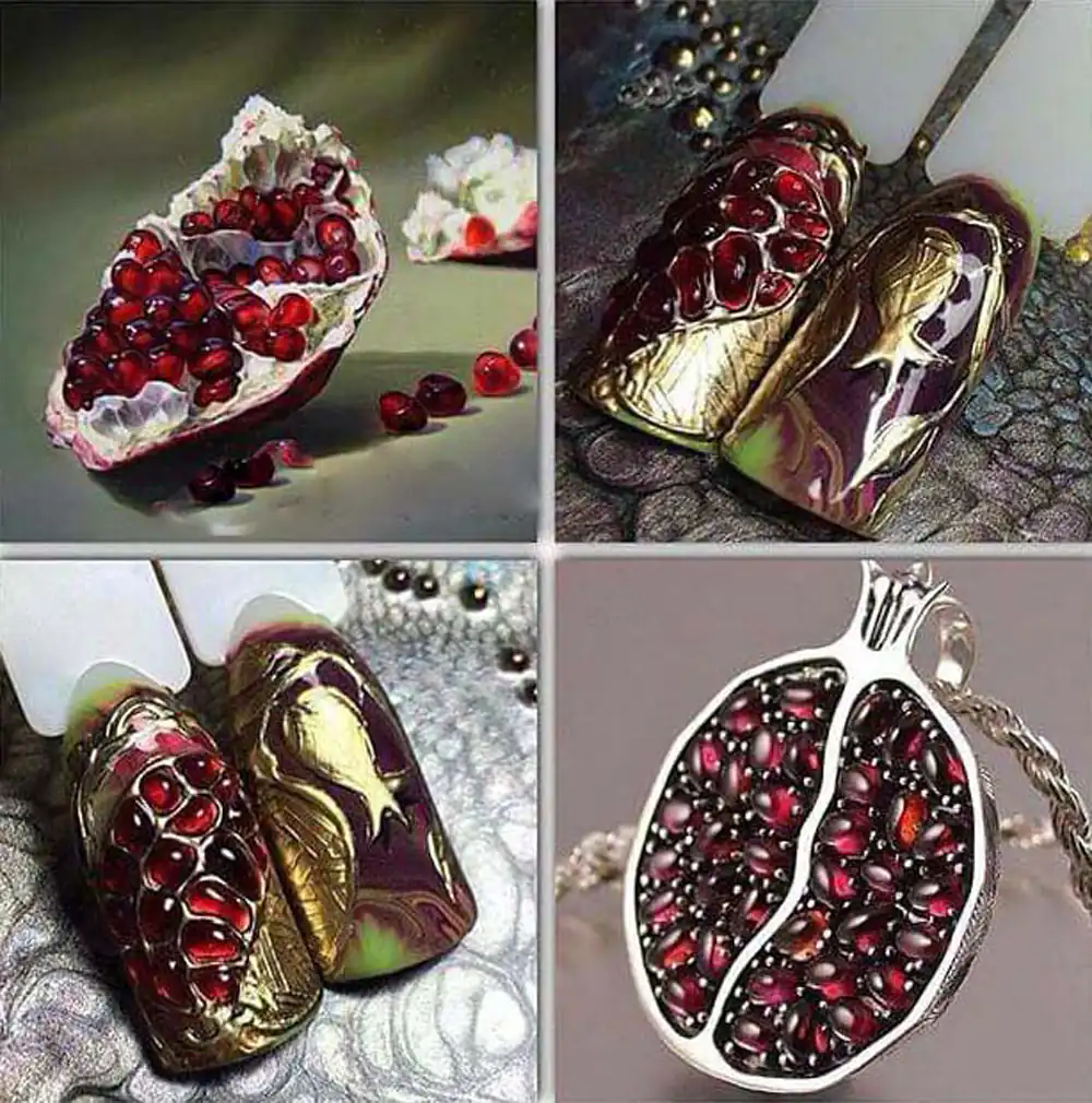 طراحی ناخن شب یلدا ساده