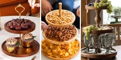 تزیین استند چوبی پذیرایی شیک و ساده مدل های سه طبقه و تکی