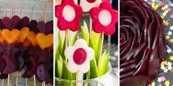 تزیین لبو برای مدرسه با سیخ چوبی و برش های فانتزی و خلاقانه