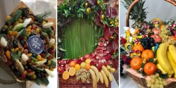 تزیین میوه شب یلدا برای عروس با میوه های خشک و میوه تازه فصل
