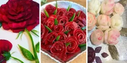 تزیین شلغم و لبو برای شب یلدا ایده های برش هایی با دیزاین گل