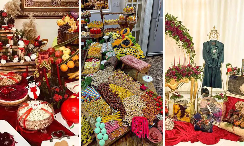 تزیین شب یلدا عروس اینستاگرام،دیزاین شب یلدا برای عروس،تزیین سفره شب یلدا لاکچری عروس،جدیدترین تزیینات شب یلدا،تزیین شب یلدا ساده،سفره شب یلدا باکلاس،شب یلدا برای عروس چی میبرن،سفره شب یلدا ساده و شیک،بهترین کادو برای شب یلدا برای عروس