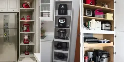 چیدمان لوازم برقی عروس در کابینت و قفسه های آشپزخانه