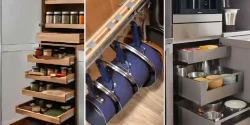 نظم دهی کابینت آشپزخانه با چیدمانی منظم برای بانوان کدبانو