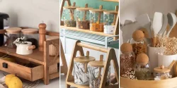 استند چوبی پاسماوری یک طبقه شیک و جدید برای آشپزخانه عروس