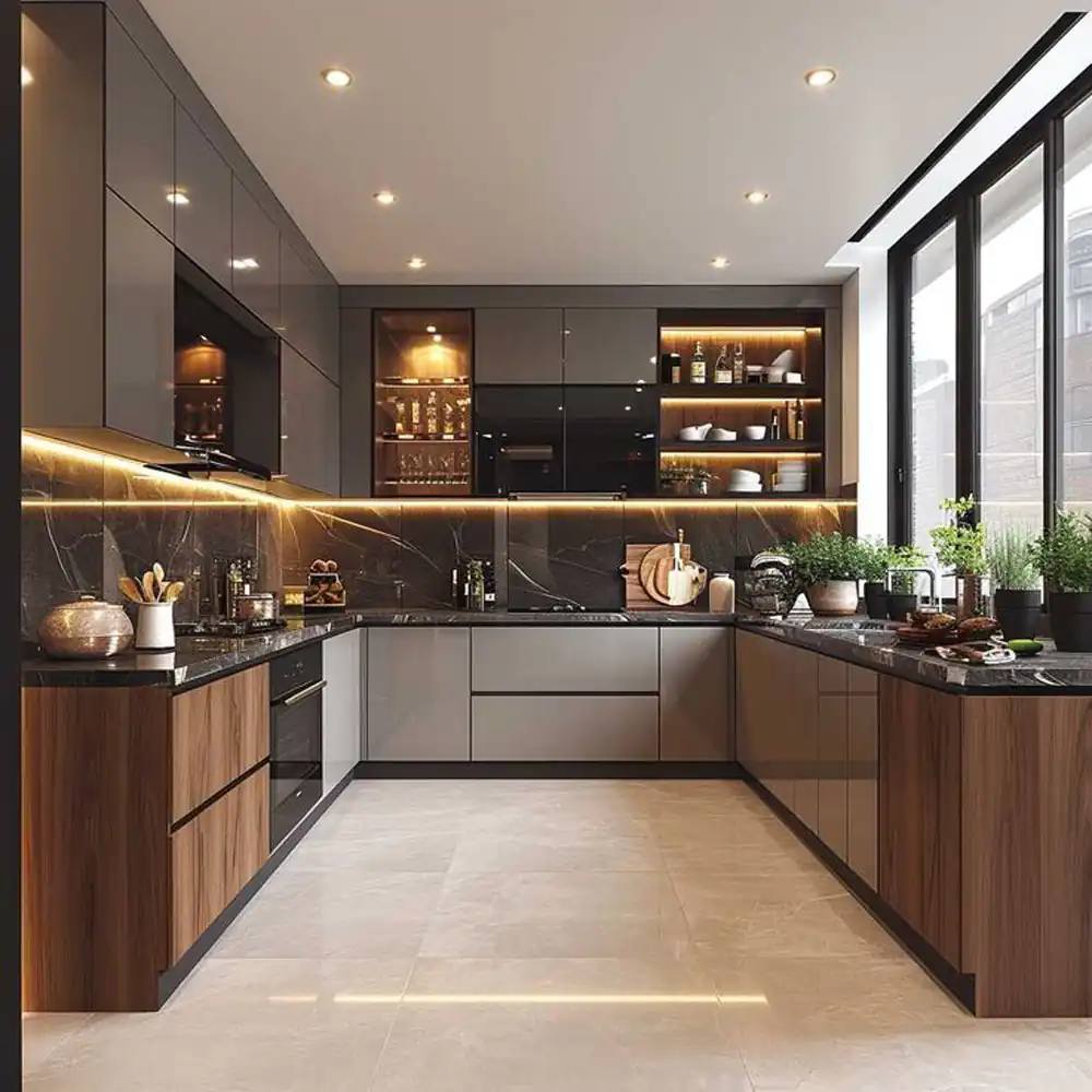 مدل کابینت آشپزخانه سه طرفه