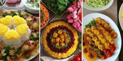مدل تزیین مرغ و برنج با زعفران و زرشک برای مهمانی شیک خانوادگی