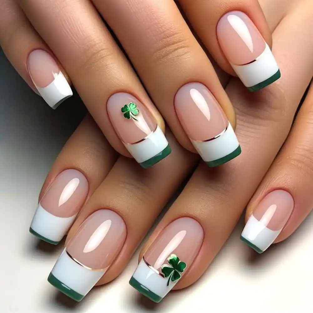 طراحی ناخن سفید و سبز