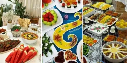 سفره افطاری لاکچری و شیک با تزیینات زیبا برای مراسم های رمضان
