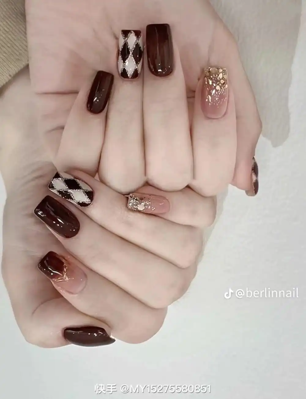 طراحی ناخن با رنگ شکلاتی