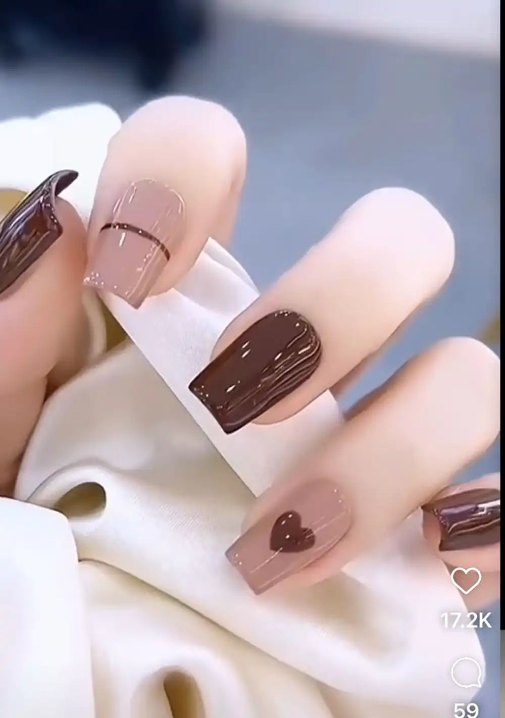 طراحی ناخن با رنگ شکلاتی