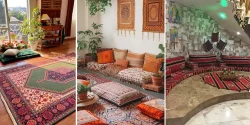 چیدمان خانه سنتی با پشتی شیک و ساده برای بانوان خاص پسند و خوش سلیقه
