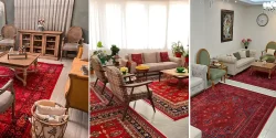 چیدمان منزل با فرش قرمز شیک و مدرن برای بانوان خوش سلیقه و خاص پسند