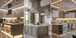 مدل کابینت آشپزخانه رنگ بژ شیک با طراحی به روز و زیبا برای منازل امروزی