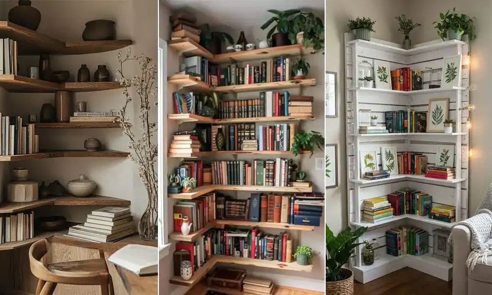 مدل کتابخانه برای کنج دیوار