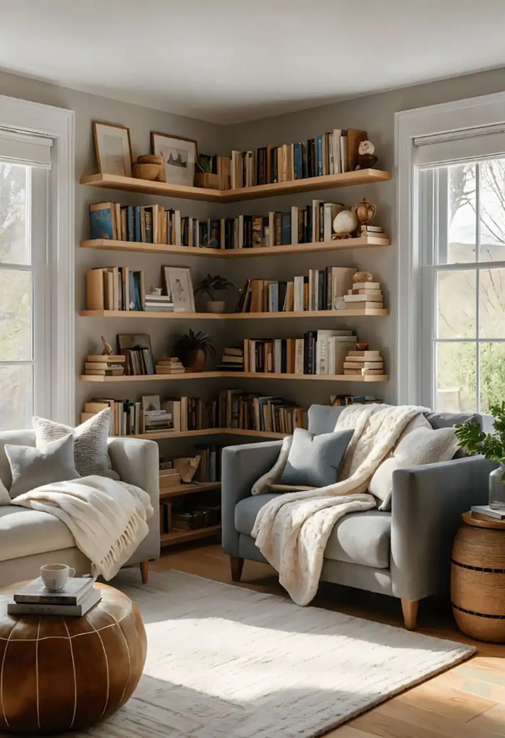 مدل کتابخانه برای کنج دیوار